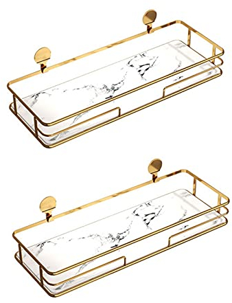 HEYDGBBZ Wandgehäuse mit Eckenlagerung Badezimmer-Regal-Organizer aus Edelstahl, ohne Bohren, selbstklebend, for Badezimmer, WC, Küchenregal, 2er-Pack
