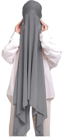 Lina & Lily Chiffon Instant Hijab mit Jersey Unterkappe, Damen Kopftuch Set mit Bindeband (Dunkelgrau)