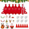 SLTAXAR 45PCS Decoración de Mesa Navidad Bolsas Cubiertos de Navidad Servilleteros Navideños Porta Cubiertos Navidad Sombrero Papá Noel Pequeño Marcadores para Copas de Vino Decoración Mesa Navideña