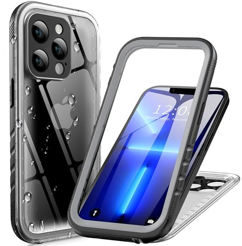 Cozycase Ultra Resistente Cover Per iPhone 13 Pro Max Impermeabile Antiurto IP68 Subacquea Antipolvere 360 Gradi Completa integrale Militare Rigida Rugged Custodia Anti Urto Waterproof Trasparente