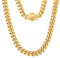 KRKC&CO 12mm Herren Panzerkette mit rundem Kompass Verschluss, 18K Gold plattiert Cuban Link Chain, Edelstahl Miami Kubanische Gliederkette Goldkette, Halskette für Männer Jungen [Größe 50,8cm]