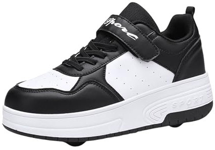 Generisch Schuhe mit Rollen für Jungen Mädchen, Kinder Rollschuhe Schuhe mit Rollen,Turnschuhe Versenkbarer, 2-in-1 Roller Schuhe Turnschuhe Skateboardschuhe.