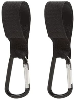 2Pezzi Nero Passeggino Ganci universale Fit per appendere il vostro Shopping Bags Zaino Ganci Passeggino, Ganci per Passeggino Universale Leggero Rotanti Appendi, Multiuso Gancio Clip