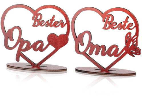Namalu 2 Stück Geschenk für Opa Oma Herz Holz Deko Beste Oma Opa Geschenk Bester Opa Beste Oma Geschenkideen Ornamente für Weihnachten Geburtstage