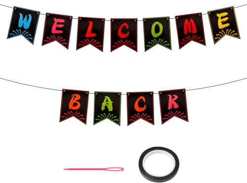 Welcome Back Girlande, Farbe Welcome Back Deko, Farbe Dreieck Flagge, Willkommen Zurück Banner Farbe Herzlich Willkommen Girlande für Schuldekoration Klassenzimmer Dekoration Familie Aktivitäten Deko