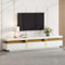 Moderner Lowboard TV-Schrank, Marmor-Optik, Luxuriös TV-Kommode, TV-Board 200x40x42 cm, Großer Fernsehtisch für Fernseher bis 90 Zoll, Fernsehschrank mit 3 Schubladen,goldene Dekoration,Weiß/Schwarz