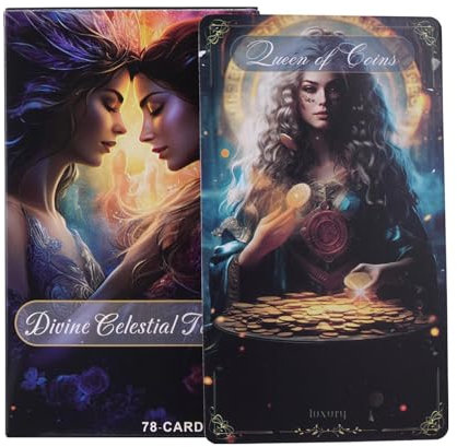 Nuytghr Tarot celestial divino, baraja de tarot temática celestial, cartas de tarot vibrantes, juego de tarot de 78 cartas, juego de reunión de compañeros de clase, tarot de entretenimiento familiar,