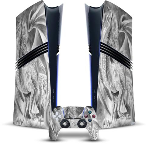 Head Case Designs Offizielle Ruth Thompson Silver Ice Drachen Vinyl Haut Gaming Aufkleber kompatibel mit Sony PlayStation 5 PS5 Pro Digital Edition Console & DualSense Controller