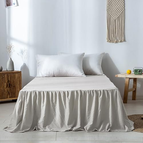 Btstil Cache-sommier gris beige 160 x 200 cm en coton bio de qualité supérieure, hauteur 45 cm, doux brossé (180 x 200 cm)