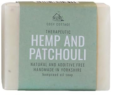Cosy Cottage Therapeutic Hempseed & Patchouli Oil Soap Bar – 110g | Handmade, Natural & Moisturising Cleanser | Plastic Free, Palm Oil Free, SLS Free | Shower & Bath Soap | Gift for Women