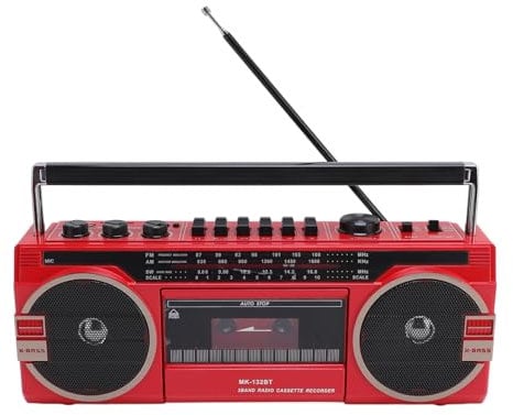 Retro Kassetten Tape Player, AM FM SW Radio mit Bluetooth Lautsprecher, Kassette Zum MP3 Konverter, USB Wiedergabe, MP3 Wiedergabe, Klebebahn Recorder Player (EU-Stecker)
