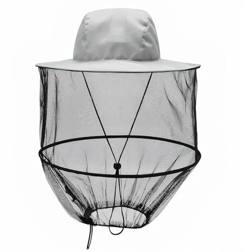 Amexo Mosquito Head Net Hat, Bee Keeper Hat Wide Brim Protection Mask Breathable Anti Insects Bug Bee Hat with Mesh for Outdoor Hiking Camping Fishing Gardening