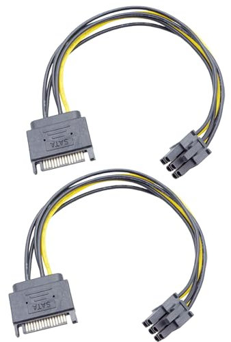 ELFJMZP Lot de 2 adaptateurs SATA 15 broches vers ATX 6 broches GPU 8,7