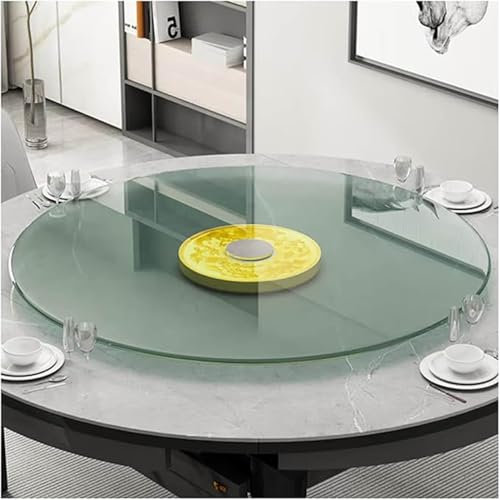 Plateau de service en verre trempé robuste de 80 cm – Grand plateau de service rotatif à 360° pour salle à manger, fête, réunions de famille, cuisine et divertissements – Plateau tournant transparent