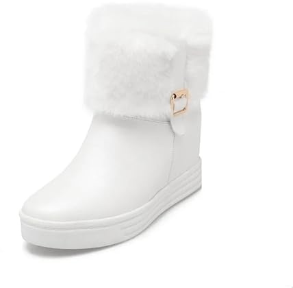 ITRHJTGP Stivali da Neve Donna Stivaletti invernali Stivali da neve con plateau femminile Sneakers in peluche da donna Scarpe basse casual Calzature da donna bianche rosa(White,37)