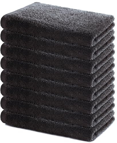 Lavea® Sydney 8er Handtücher Set - 40x70 cm - Anthrazit | 100% Baumwolle – Weiche Frottee Handtücher, saugstarkes Handtuch Set für Bad, Gäste-WC & Sport, OEKO-TEX® Standard 100