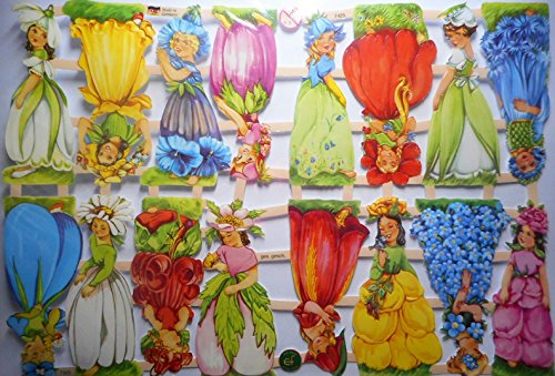 Glanzbilder Tulpe Blume Mädchen EF 7425 Oblate Posiebilder Scrapbook Deko GWI 408