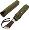 Balios (Designed in UK) Travel Folding Umbrella Lux Hardwood Handle Auto Open & Close Windproof Single Canopy (Olive Green)