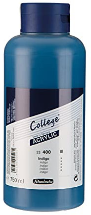 Schmincke - College Acrylic, Indigo 750 ml, 33400030, Acrylfarbe mit Künstler-Pigmenten in hoher Konzentration, deckend und lasierend, lichtecht, seidenmatt