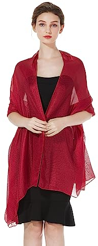 BEAUTELICATE Stola Schal Damen Festlich Leicht Umschlagtücher Halstuch Seidenschal Sommer für Abendkleid Hochzeit Brautkleider Sandstrand Burgunder-rot, Einheitsgröße