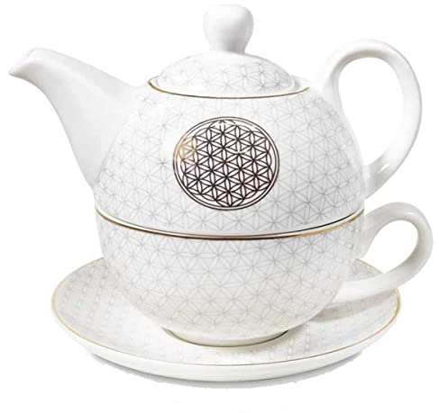 Théière verte solo en porcelaine Fleur de Vie