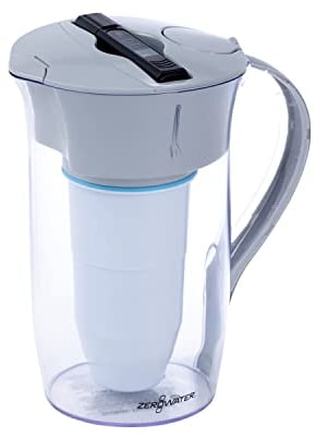 ZeroWater 8-Cup Round 5-Stage Water Filter Pitcher 0 TDS for Improved Tap Water Taste - IAPMO Certified to Reduce Lead, Chromium, and PFOA/PFOS