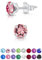 Pendientes Rosa en Plata de Ley 925 con Cristales Swarovski 5 mm - Pendientes de Colores - Aretes Pequeños Plata de Ley 925 - Pendientes Mujer Rosa