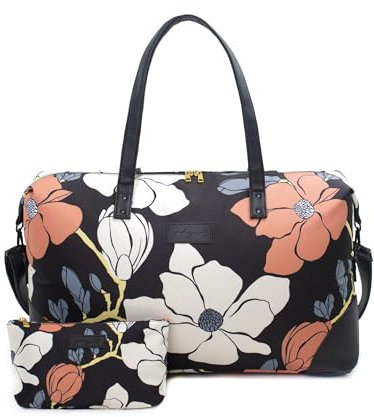 Jadyn B Luna Duffel - 54 cm - 37L - Reise- oder Sporttasche inklusive Kulturbeutel mit Reißverschluss (Magnolia Black)