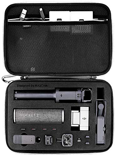 MAXCAM Estuche Grande de Transporte Compatible con dji Pocket 2 Creator Combo + Estuche de Carga + Varilla de extensión + Clip para teléfono