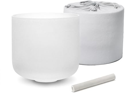 ALIOTH A Note Crystal Singing Bowl Third Eye Chakra 8 inch with Suede Mallet for Meditation, Yoga, Chakra Healing & Sound Therapy