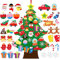 Decorazione per albero di Natale in feltro fai-da-te,Albero di Natale in tessuto non tessuto da 3,1 piedi con 33 pezzi di ornamenti natalizi staccabili per bambini Regali di Natale per bambini piccoli