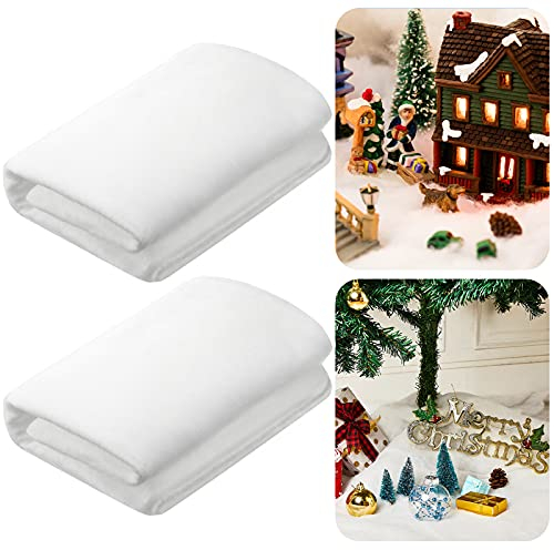 BBTO Weihnachten Schneedecken Set Künstliche Schneematte für Weihnachten Dorf Hintergrund Dekorationen (2 Stücke, 15,7 Zoll x 4,9 Feet)