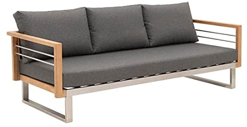 OUTLIV. Hawaii 3-Sitzersofa, Gartensofa in Anthrazit und Anthrazit-Blau-Meliert, aus witterungsbeständigem Aluminium inklusive Polsterung aus wetterfestem Outdoorstoff,