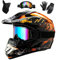 WEITY Motocross Helm Set mit Brille Handschuhe Gesichtsmaske, für Kinder und Erwachsene, Full Face AVT MX Motorradhelm für Downhill Offroad Enduro Scooter Sport tification (Orange,XL), DSF