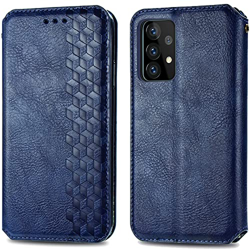 Roar Handyhülle für Samsung Galaxy A72 Hülle Samsung A72 | Premium Book Case Flip Tasche mit Magnet Kartenfach Standfunktion | Blau