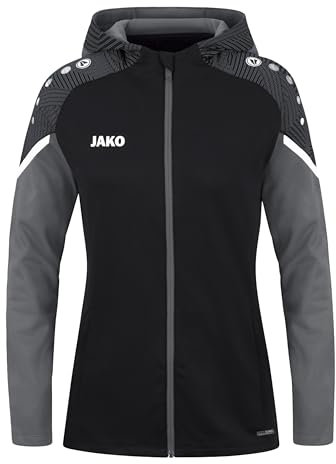 JAKO Damen Kapuzenjacke Performance, Schwarz/Anthra Light, 42