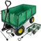 tectake® Chariot de Transport Jardin Remorque Chariot à roulettes Charrette à Bras Capacité 550 kg Parois latérales rabattables et Bâche pour Bois de Chauffage Plage Peche Camping Outils Jardinage
