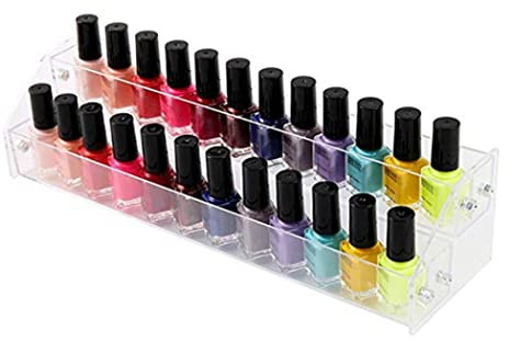 Liummrcy 2 Tiers Clear Nail Polish Display Rack Stand Holder,Acrylic Nail Polish Organiser Storage Rack Shelf Holds,Makeup Holder,Nail Varnish Storage,Essential Oil Paints Ink Holder for Bottles