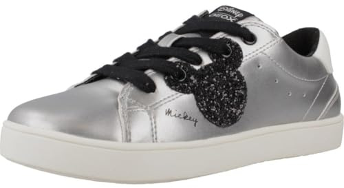 Geox J Kathe Girl H Sneaker, Silver, 31 EU