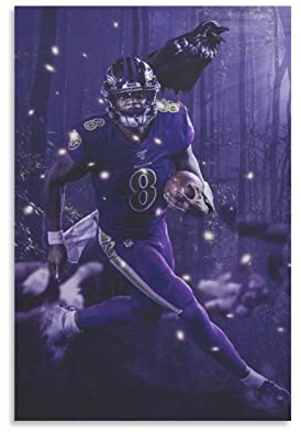 XINGSHANG American Football Player Lamar Jackson Art Poster Wandkunst Gemälde Leinwanddrucke Dekor Poster Kunstwerke 60 x 90 cm
