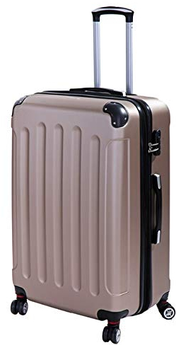 INVIDA Glüückskind Luxus Hartschalen Koffer Trolley ABS mit 4 Zwillingsrollen in Champagne Größe: XL