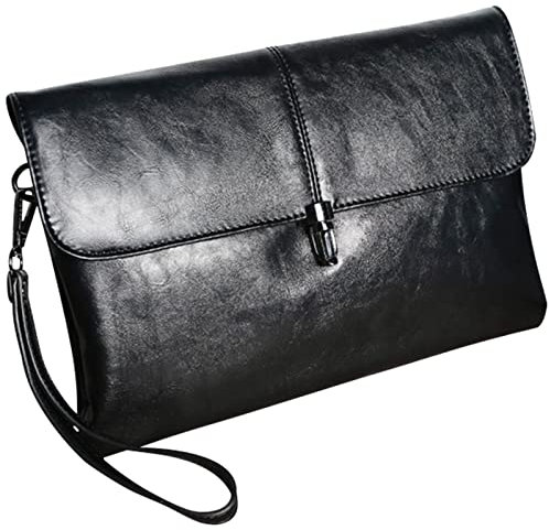 Ogetok Mens Pochette Portafoglio in pelle, donne borsa borsa, 25,4 cm grande borsa a mano uomini, Grande viaggio Wristlet Business Briefcase Bag Phone Holder Borsa per uomo Donna (nero)