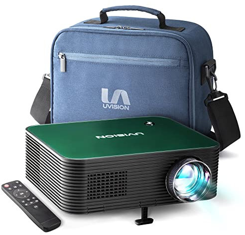 UVISION X1 Native 1080P Wireless Projector w/Carry Case, Portable, Keystone Correction, Mounted & Dual Speaker,Outdoor, Home & Office Projector | Works With Roku/TV Strick/Laptop/Phone/Tablets/Ps5