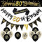 14 Pieces 80th Happy Birthday Decorations Kit, Birthday Party Decoration Including Party Supplies Birthday Straps 9ft Banner Triangle Flags Confetti Latex Balloons
