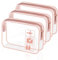3 Pièces Trousse de Toilette Transparente, Sacs d'avion Transparents, PVC Étanche Trousse de Maquillage de Voyage, Sac de Toilette, Cosmétique Organisateur pour Hommes, Femme, Enfant (Rose)