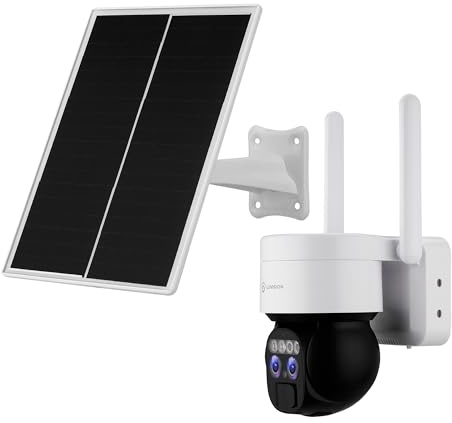 LUVISION 4G LTE Überwachungskamera Akku Solar PTZ SIM Karte, 2MP HD Kamera Überwachung mit 2 Objektiven Solarpanel, Farbige Nachtsicht, Bewegungserkennung, 2-Wege-Audio, 12 x optischer Zoom, Sirene