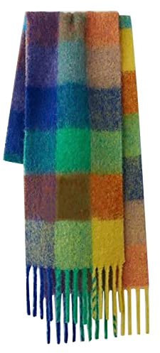 Kaschmir Schal Damen-Kariert Streifen Plaid Schals Schal Herbst Winter Warmer Schlauchschal Winterschal Kaschmir Weich Bunt Scarf Halstuch