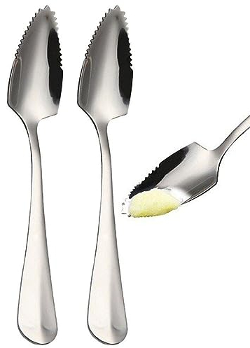 Grapefruitlöffel 2pcs Edelstahl Halb Gezackte Löffel Obst Dessertschneider Löffel Schablle Löffel Für Küche