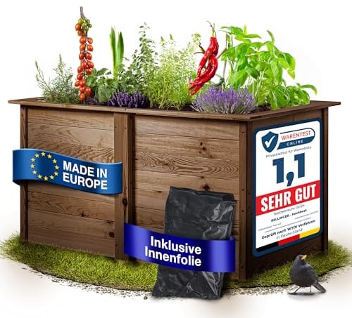 RELLINGER® Hochbeet Holz [OPTIMALER Schutz VOR SCHÄDLINGEN] - inkl. Innenfolie - Hochbeete für Garten aus FSC® zertifiziertem Holz - Hochbeet (Braun)