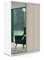 B&M Furniture Kleiderschrank mit Spiegel und Schiebetüren - mit Einlegeböden und Kleiderstange - für Garderobe, Schlafzimmer - Modern - mit Lamellen - Weiß und Eiche-Imitat - 150 cm B, 215 cm H